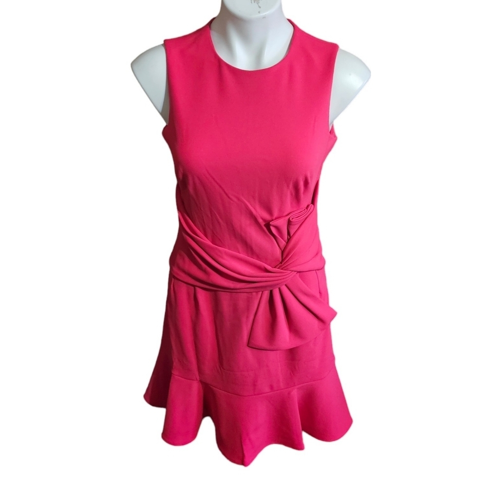 Eliza J Sleeveless Stretch Crepe Shift dress with Bow detail Hot Pink Size 4 - Picture 6 of 16